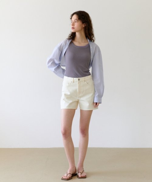 STRIPE SHIRT BOLERO - SKY