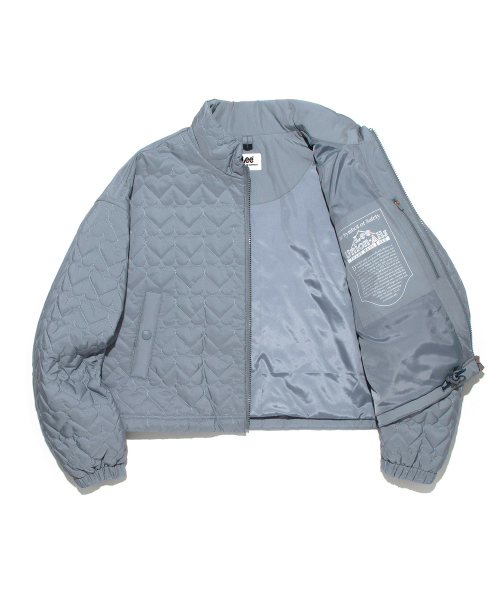 Woman Crop Heart Quilting Jumper Sky Blue