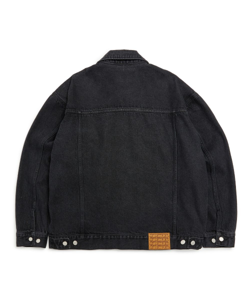 RELAXED DENIM TRUCKER JACKET - BLACK