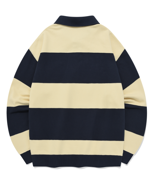 MUSINSA | COVERNAT Stripe Rugby Sweatshirt Navy