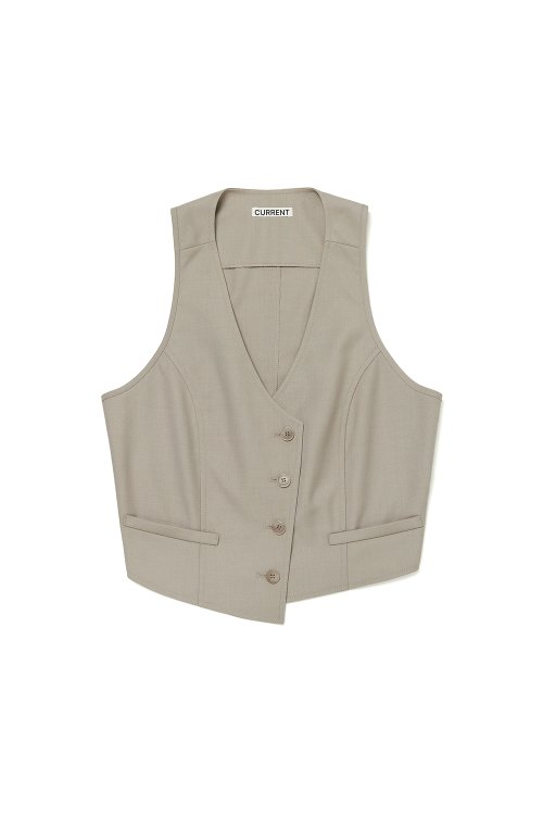 ASYMMETRIC BANDING VEST [OATMEAL]