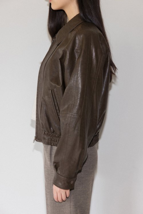 Crunch leather blouson (khaki brown)
