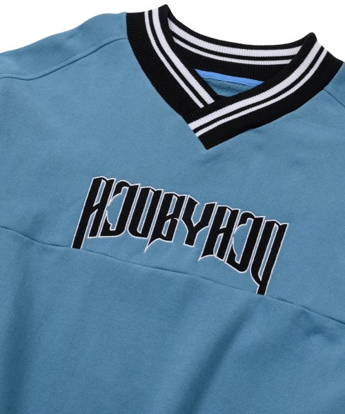 MUSINSA | AJOBYAJO Arch Logo V-Neck Sweatshirt [SKY BLUE]