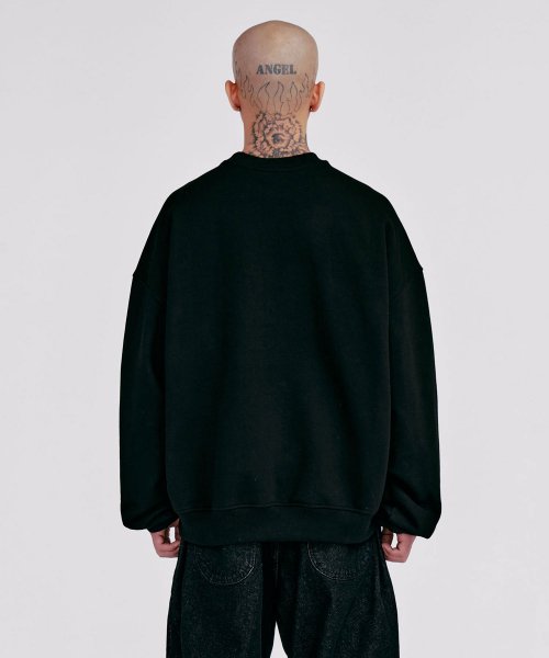 MUSINSA | AJOBYAJO [PBA] AJOLICA Leather Applique Sweatshirt [BLACK]