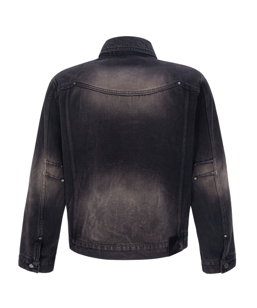WASHED DENIM WORK JACKET (DEEP BROWN)