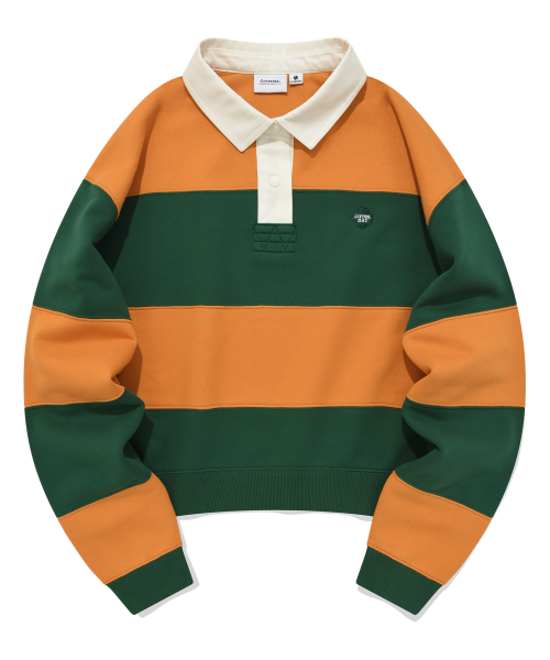 MUSINSA | COVERNAT Women's Stripe Rugby Sweatshirt Green