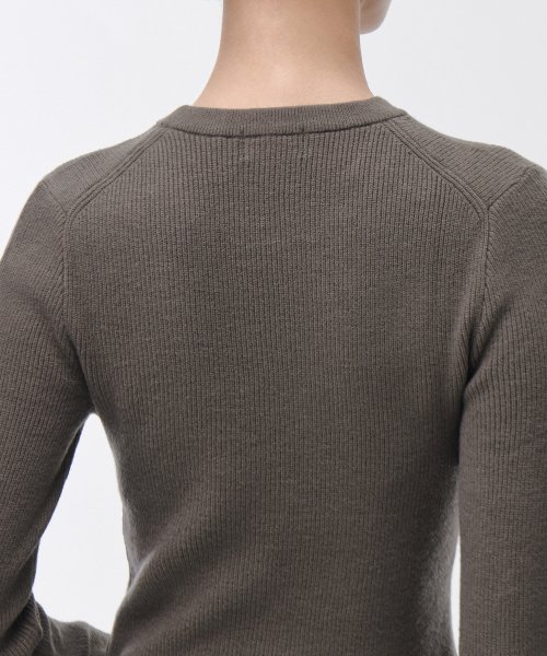 Womens Ribbed Slim Crew Neck Knit [Taupe] thumbnail 5