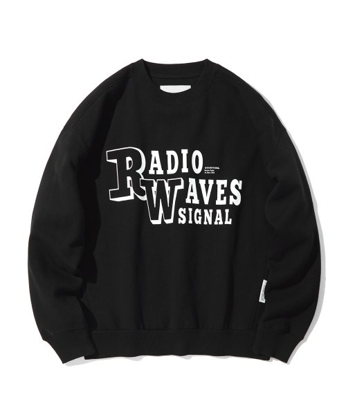 Radio Wave Graphic Crewneck Sweatshirt_Black