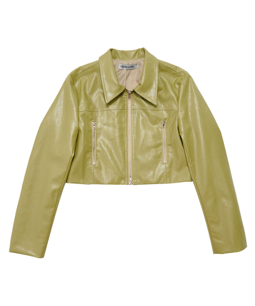 Укороченная кожанка с молнией [OLIVE GREEN]