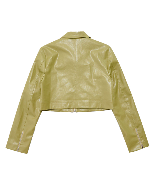 Укороченная кожанка с молнией [OLIVE GREEN]