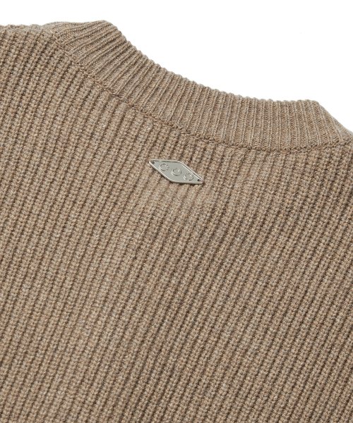 DTO Wappen Crewneck Wool Cardigan_Brown