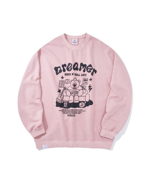MUSINSA | AQO STUDIO SPACE Dream Bear Pigment Sweatshirt Pink