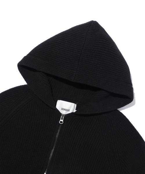 Hoodie Half Neck Knit Black