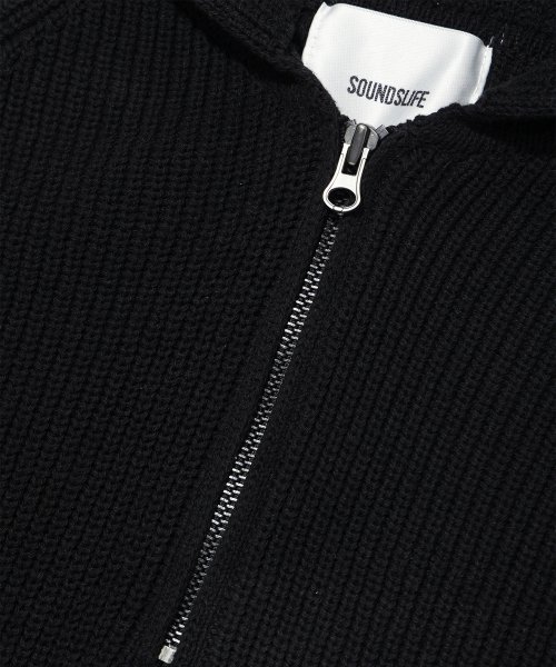 Hoodie Half Neck Knit Black