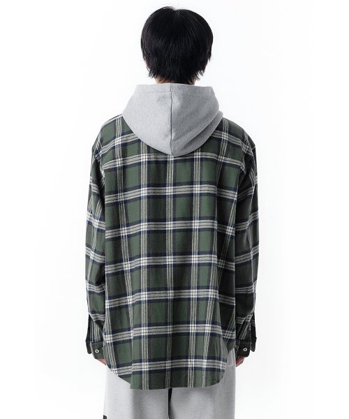 オーワイ(OY) CHECK ZIPPER HOODIE SHIRTS-GREEN/NAVY – UNDERSTUDY CLUB