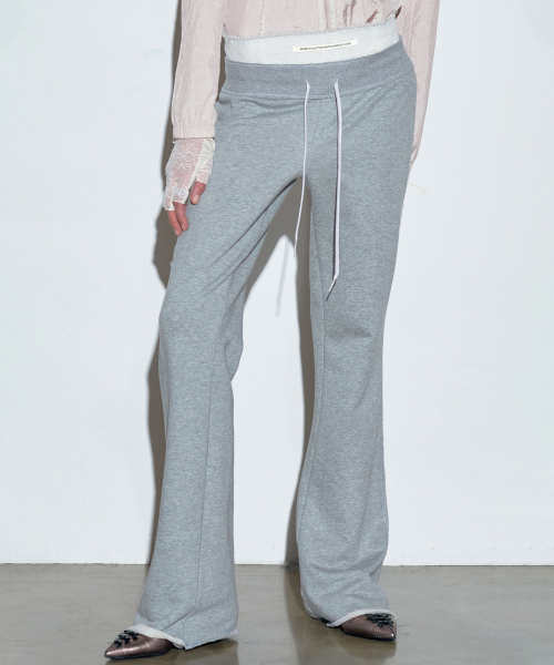 MUSINSA | SCULPTOR Trunk Layered Sweat Pants Melange Gray