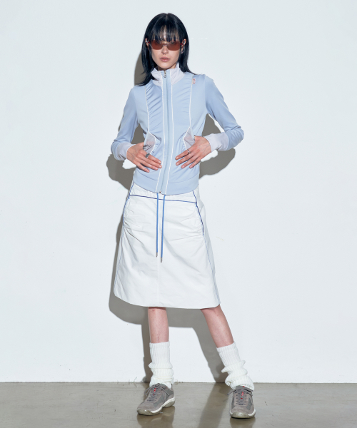 MUSINSA | SCULPTOR Shirring Zip-Up Jersey Baby Blue