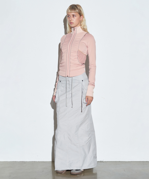 Shirring Zip-Up Jersey Ballerina Pink