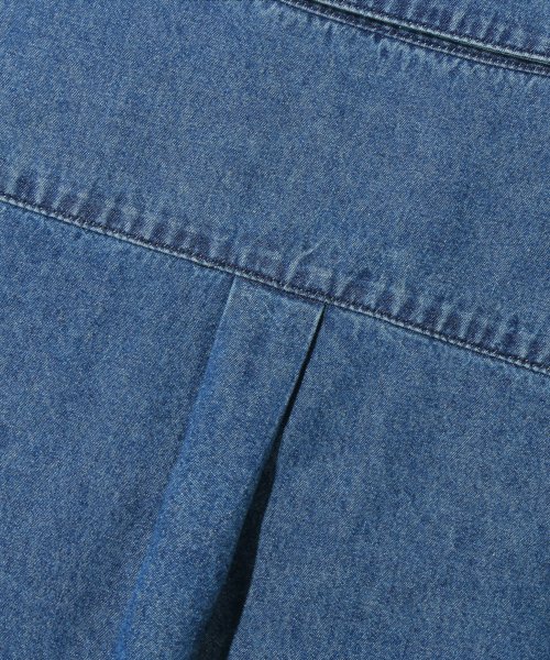 Stone Washed Oversized Denim Long Sleeve Shirt (MIDDLE BLUE) thumbnail 10