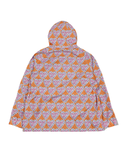 FOREVER ART PRINTED CURVED ZIPPER WINDBREAKER (ORANGE)