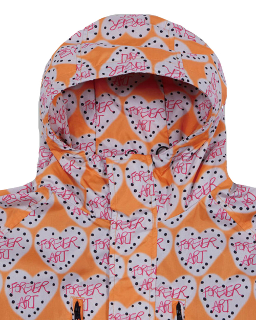 FOREVER ART PRINTED CURVED ZIPPER WINDBREAKER (ORANGE)