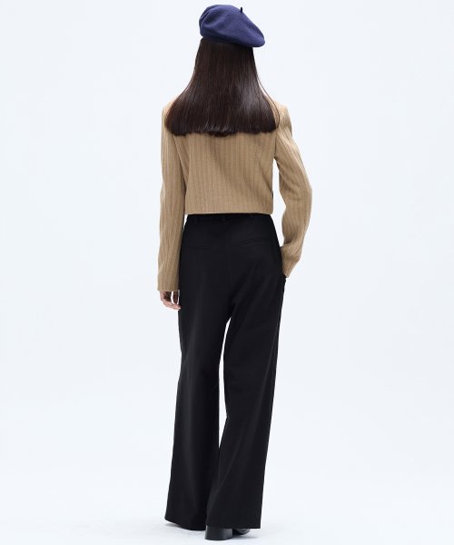 COTTON POCKET PINTUCK WIDE PANTS_BLACK