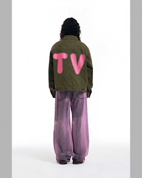 STUD BACK LOGO CARPENTER JACKET (KHAKI)