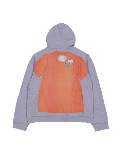 LETTERING T-SHIRTS PRINTED ZIP UP HOODY (GREY)