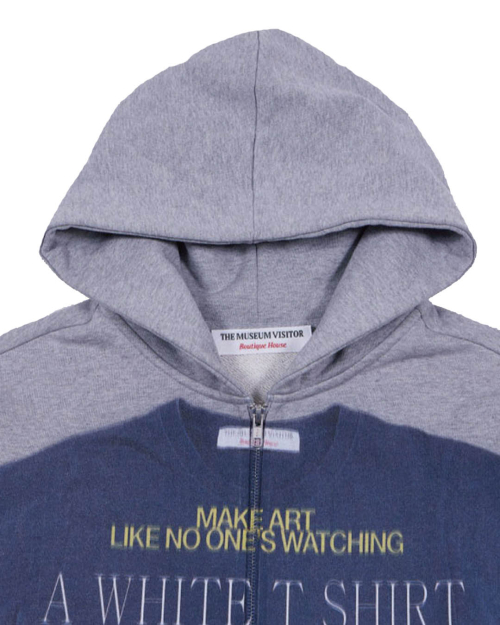 LETTERING T-SHIRTS PRINTED ZIP UP HOODY (GREY)