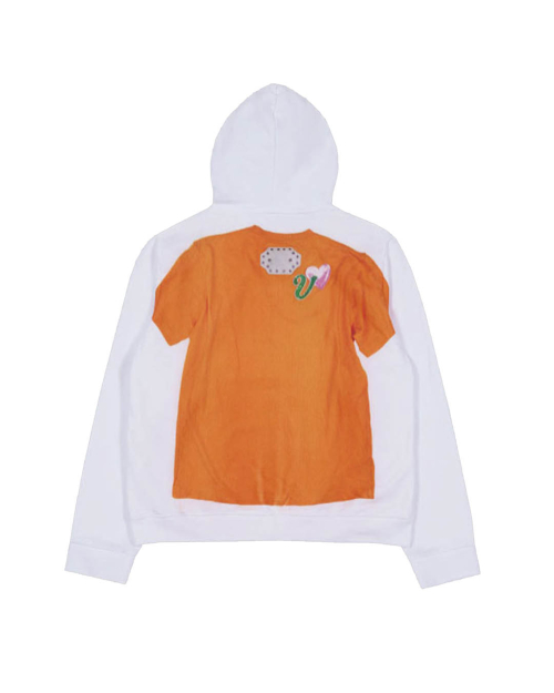 LETTERING T-SHIRTS PRINTED ZIP UP HOODY (WHITE)