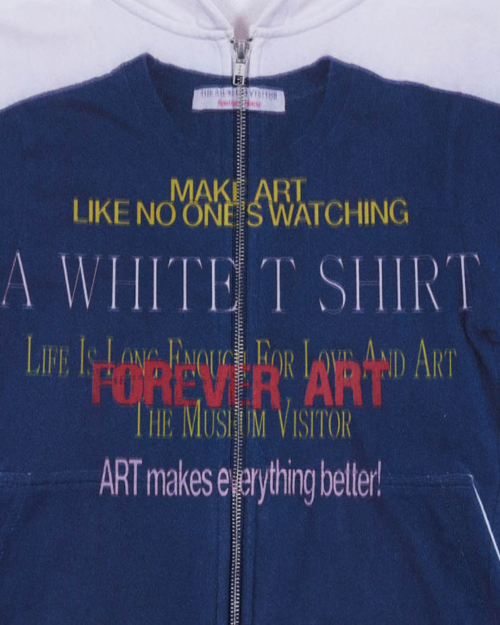 LETTERING T-SHIRTS PRINTED ZIP UP HOODY (WHITE)