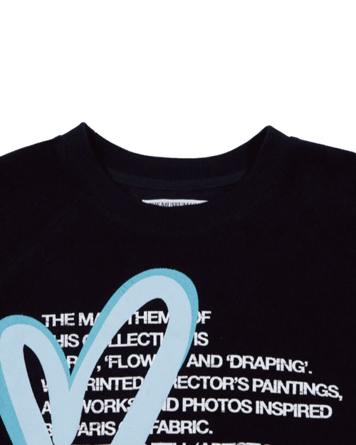 HEART PRINTED INSIDE-OUT SWEATSHIRTS (BLACK)