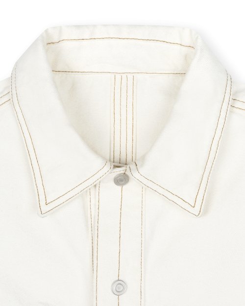 CONE MILL DENIM STITCHED TRUCKER JACKET ECRU