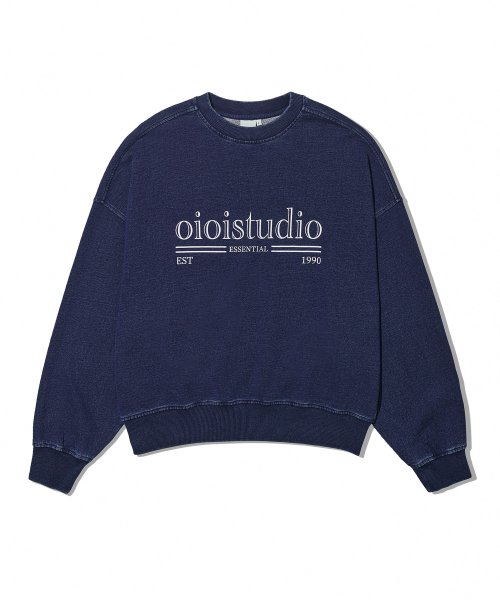 MUSINSA | O!Oi Layered Logo Sweatshirt_Deep Blue