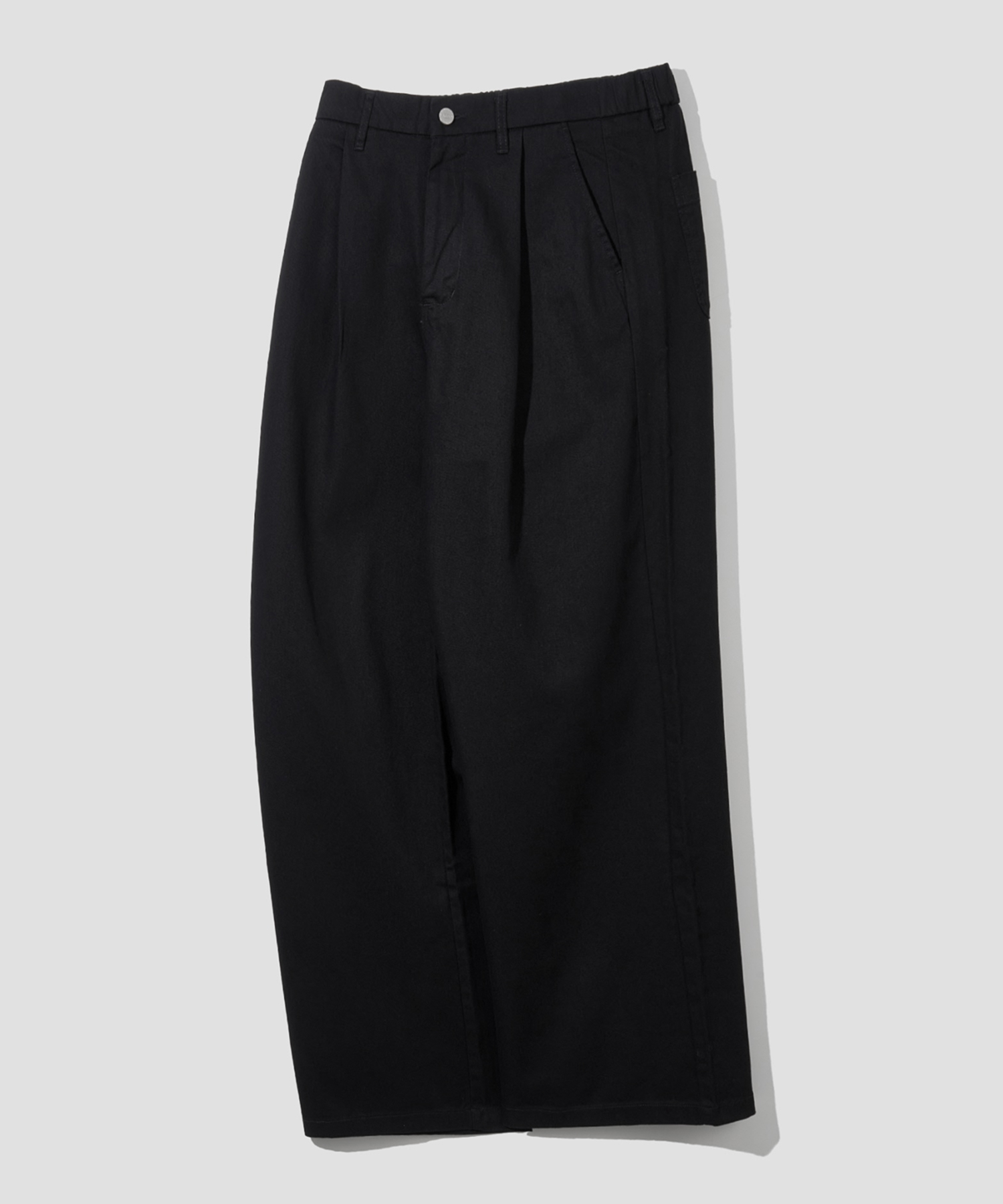 ONE-TUCK WIDE TWILL COTTON BANDING PANTS [BLACK]