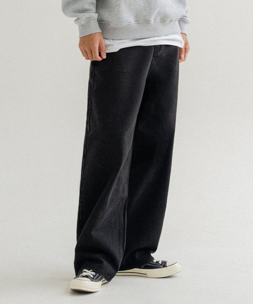 Men's Denim Wide Pants Dark Navy (30 Inch / 76 cm)