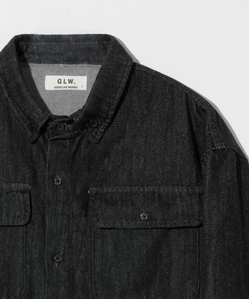 Оверсайз джинсовая рубашка с двумя карманами и винтажной варкой (Black)