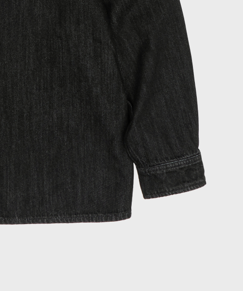 Оверсайз джинсовая рубашка с двумя карманами и винтажной варкой (Black)