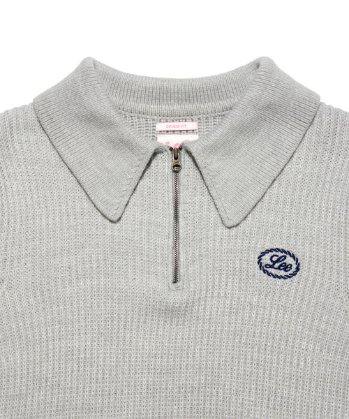 Женский полузип-трикотаж в рубчик Light Grey