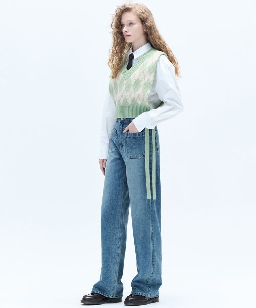 ARGYLE V-NECK VEST_GREEN
