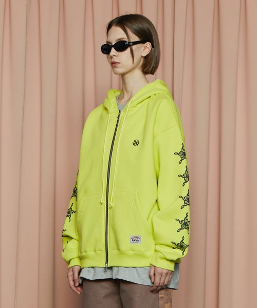 Худи на молнии со звездами / Lime Yellow