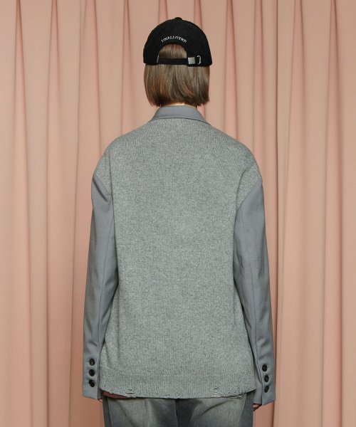 Трикотажный жакет со вставками / Grey
