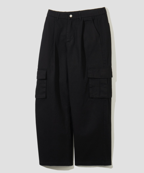 Широкие хлопковые карго на резинке [Black]