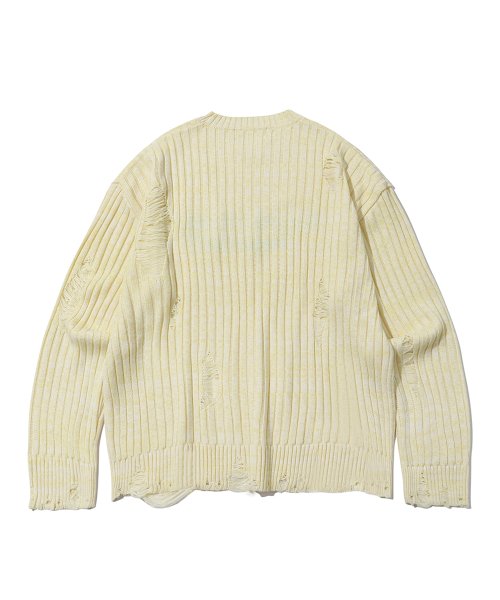 MUSINSA | MAINBOOTH Fragile Club Damage Sweater (LEMON)