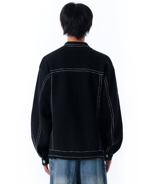 オーワイ(OY) STITCH KNIT TRUCKER JACKET-BLACK – UNDERSTUDY CLUB