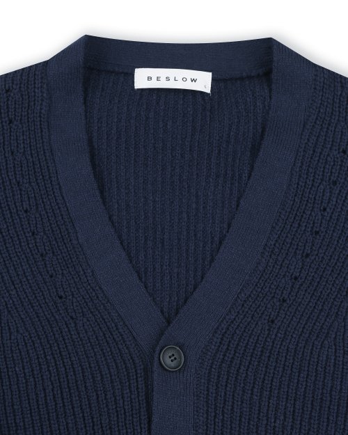 LOW GAUGE BULKY SHORT CARDIGAN NAVY