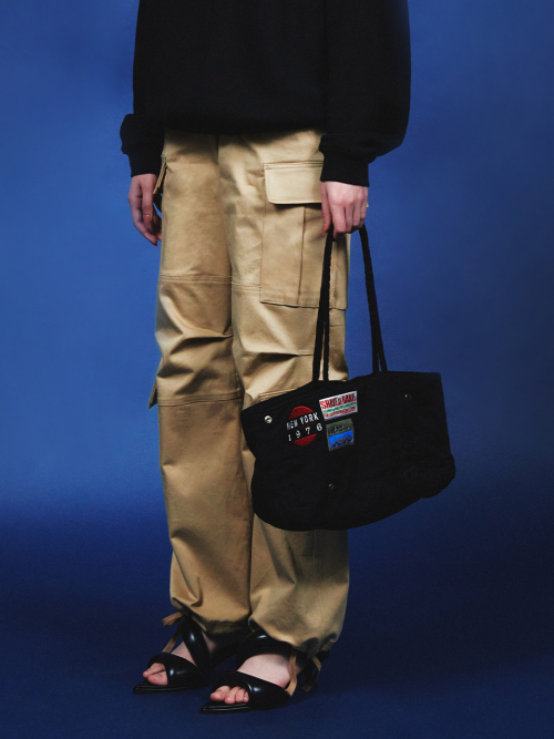 kijun patch shopper bag unisex blackレディース | mindfulminerals.com