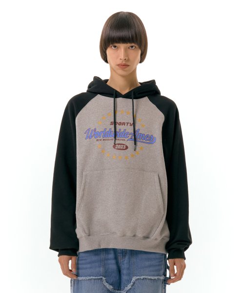 SURROUNDING STAR RAGLAN HOODIE GREY (AM2DFUM404A)