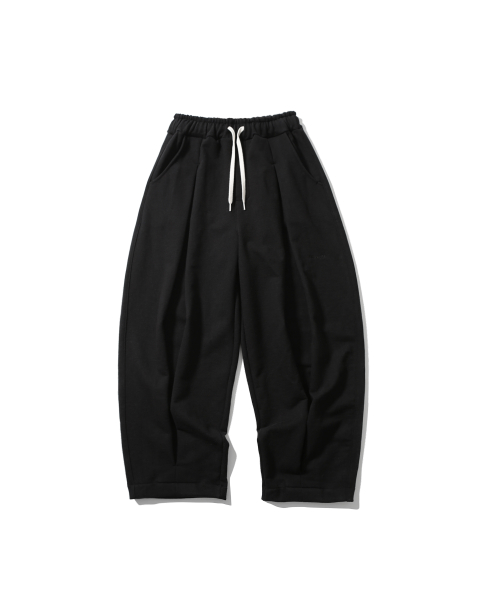 Valley Tuck Sweat Balloon Pants - Black
