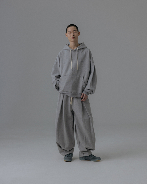 Valley Tuck Sweat Balloon Pants - Melange Grey